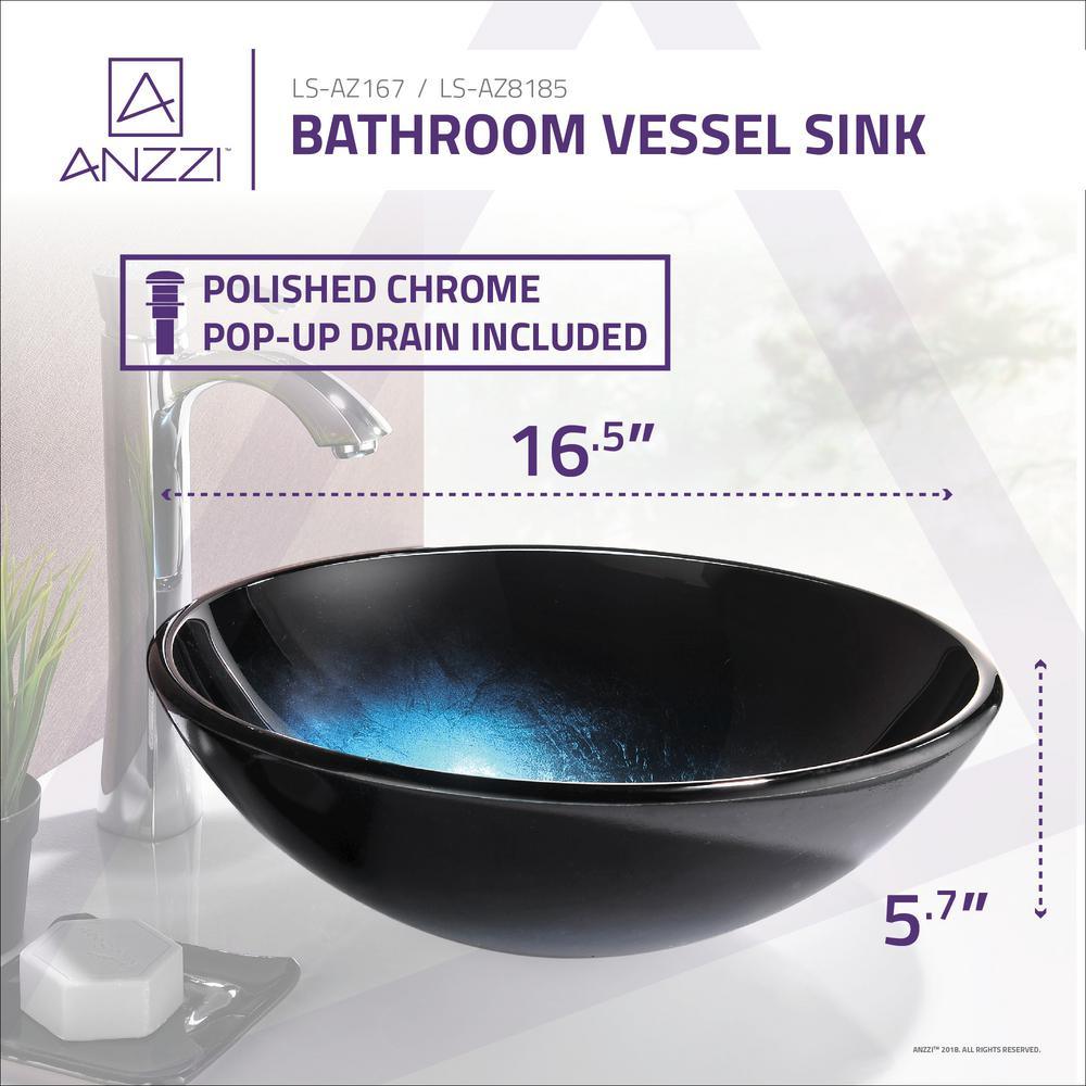 Tara Deco-Glass Vessel Sink in Deep Sea - Super Arbor