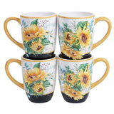 Sunflower Fields 16-Piece Seasonal Multicolored Earthenware Dinnerware Set (Service for 4)