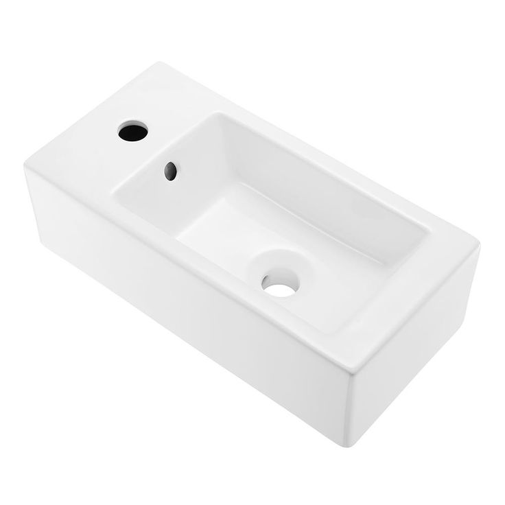 Swiss Madison Voltaire 19.5 in. x 10 in. Rectangular Ceramic Wall Hung Vessel Sink with Left Side Faucet Mount in White
