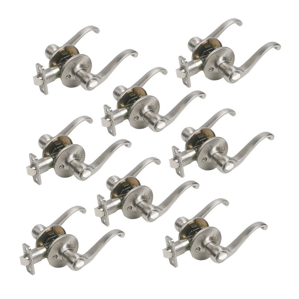 Scroll Satin Nickel Privacy Bed/Bath Door Lever - Super Arbor