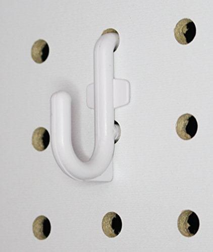 White Peg Board Hook Kit Garage Tool Storage Pegboard 50 pieces J Hook Style