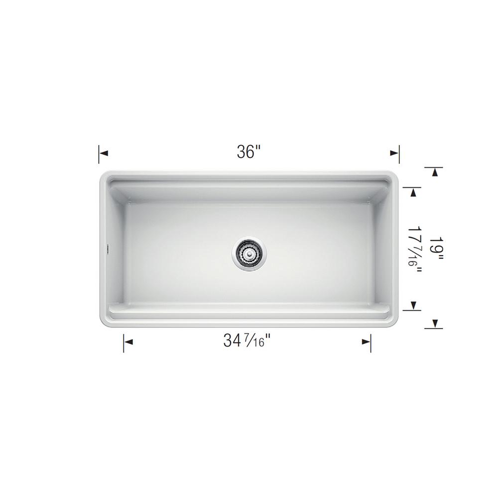 PROFINA Farmhouse Apron-Front Fireclay 36 in. Single Bowl Kitchen Sink with Beechwood Cutting Board in White - Super Arbor