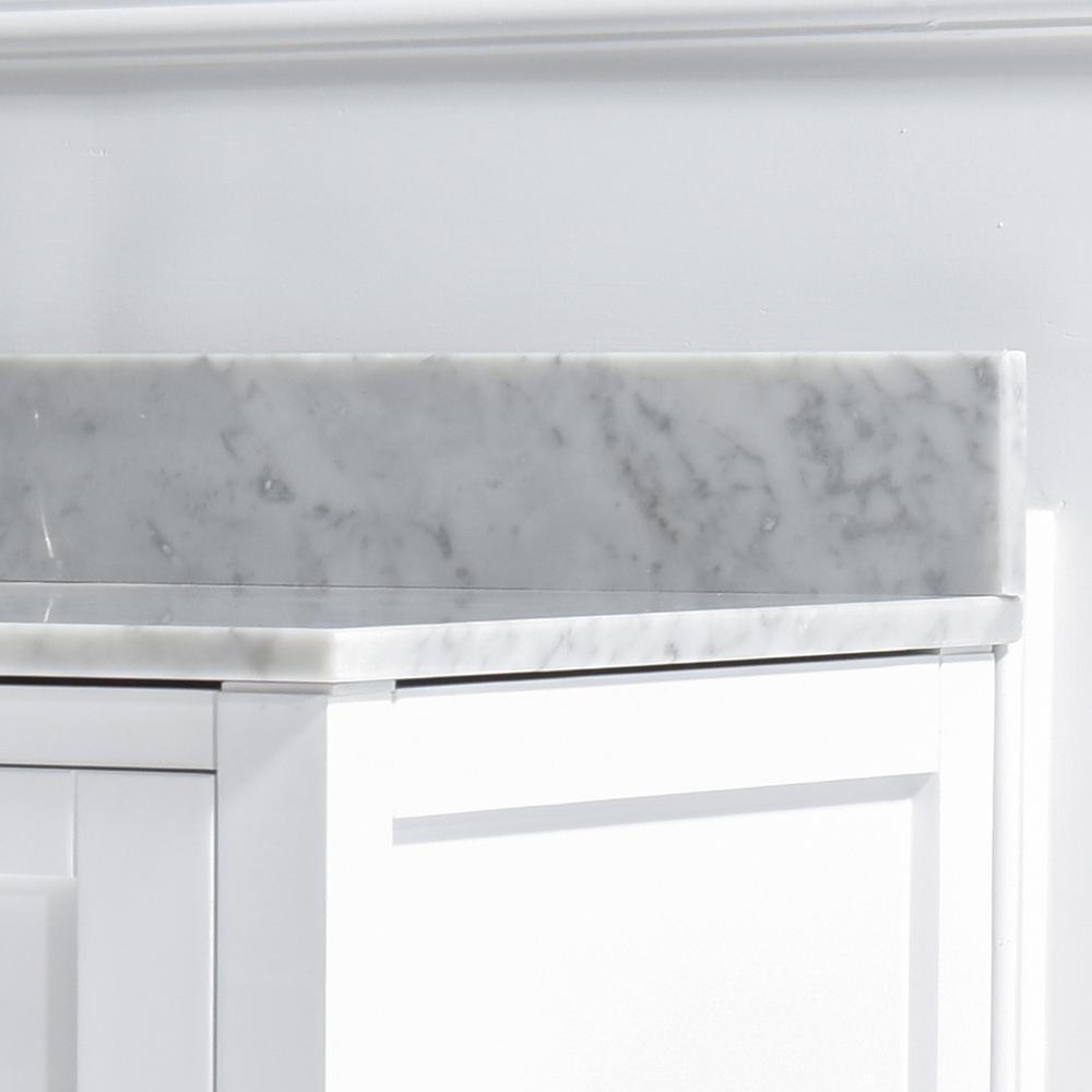 Maldon 49 in. W x 22 in. D Single Basin Carrara Marble Vanity Top in Carrara White with White Vitreous China Basin - Super Arbor