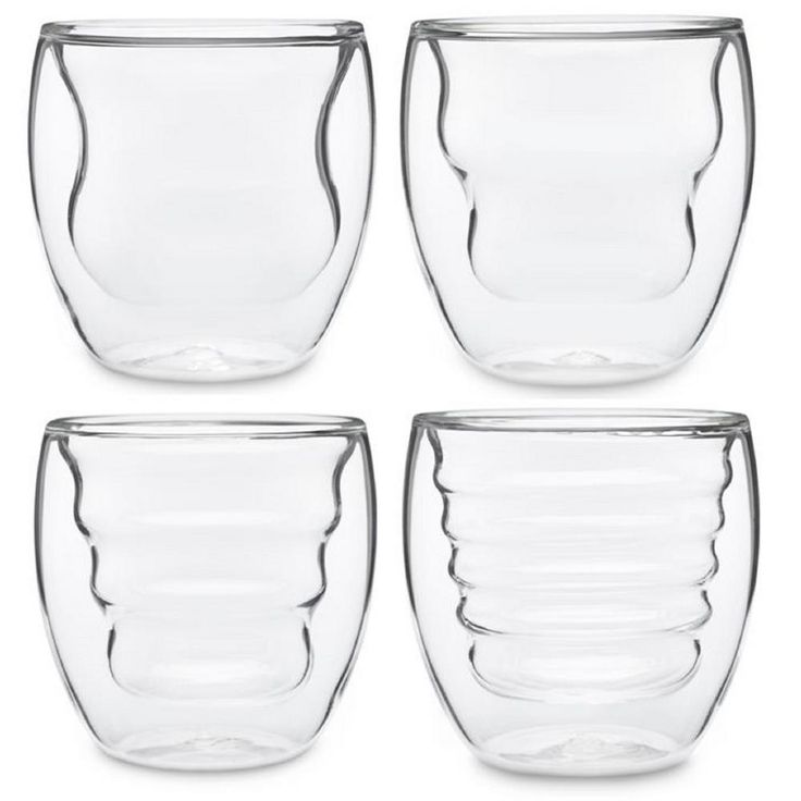 Curva Artisan Series 8 oz. Double Wall Beverage Glasses and Tumblers (Set of 4)