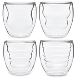 Curva Artisan Series 8 oz. Double Wall Beverage Glasses and Tumblers (Set of 4)