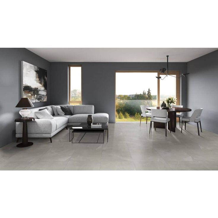 Madison Celeste 24 in. x 24 in. Polished Porcelain Stone Look Floor and Wall Tile (16 sq. ft./Case)