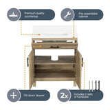 Style Selections Dolton 30-in Natural Oak Undermount Single Sink Bathroom Vanity with White Engineered Stone Top