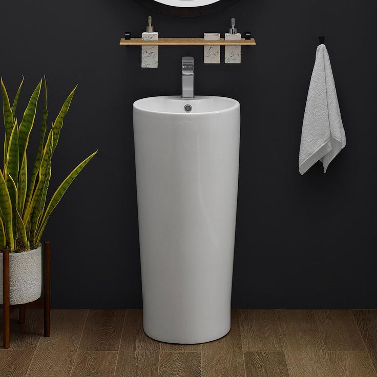 Swiss Madison Monaco Circular Basin Pedestal Sink in Glossy White