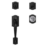 Custom Camelot Matte Black Single Cylinder Door Handleset with Alexandria Glass Door Knob with Camelot Trim - Super Arbor