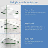 12 in. x 8 in. Corner Glass Shelf in Chrome - Super Arbor