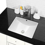 LORDEAR 18.25 in. Undermount Vessel Sink Modern in Pure White Rectangle Porcelain Ceramic Lavatory Vanity Bathroom Sink