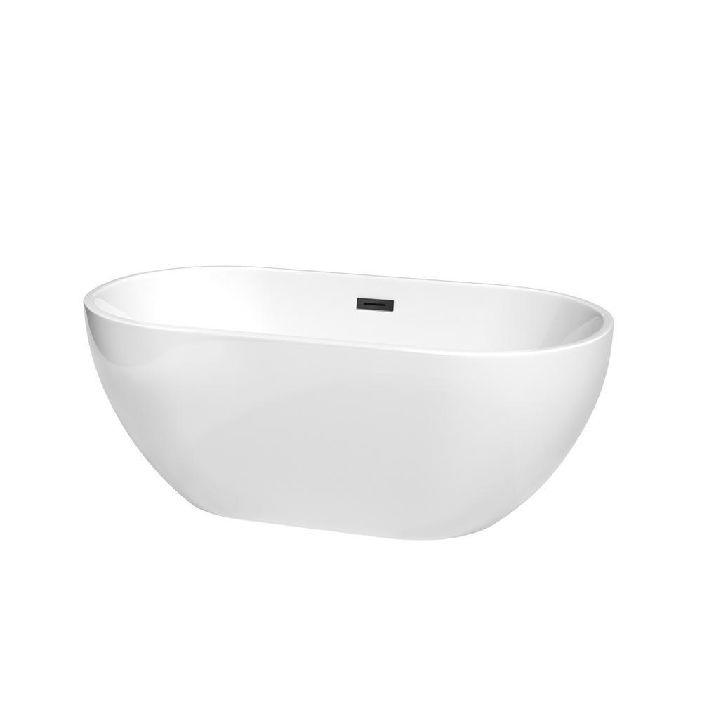 Brooklyn 60 in. Acrylic Flatbottom Bathtub in White with Polished Chrome Trim - Super Arbor