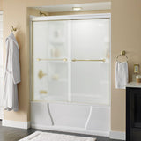 Crestfield 60 in. x 58-1/8 in. Semi-Frameless Traditional Sliding Bathtub Door in Bronze with Transition Glass - Super Arbor