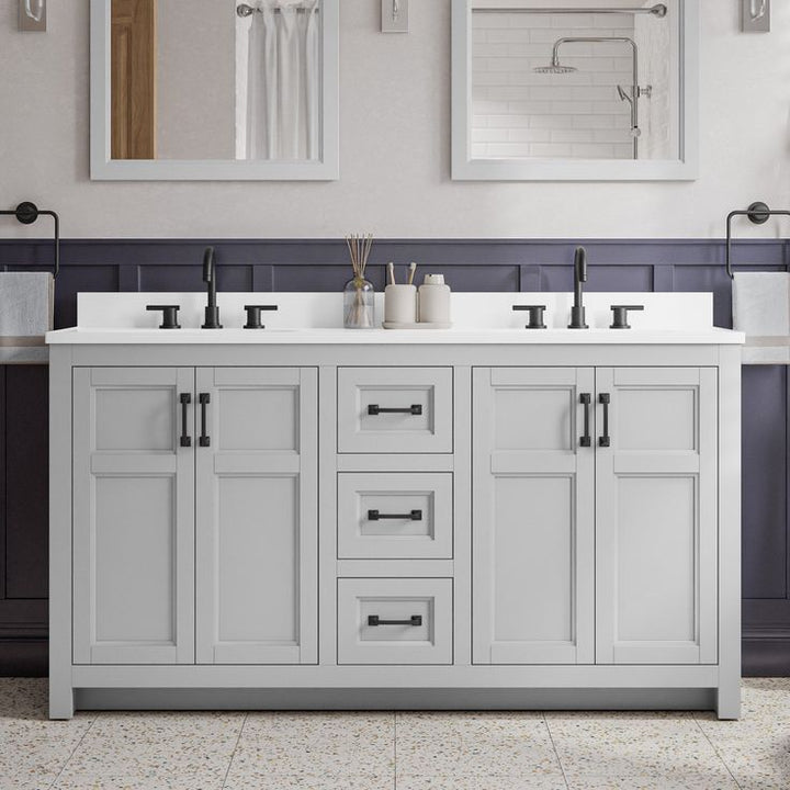 Style Selections Lowry 61-in Light Gray Double Sink Bathroom Vanity with White Acrylic Top