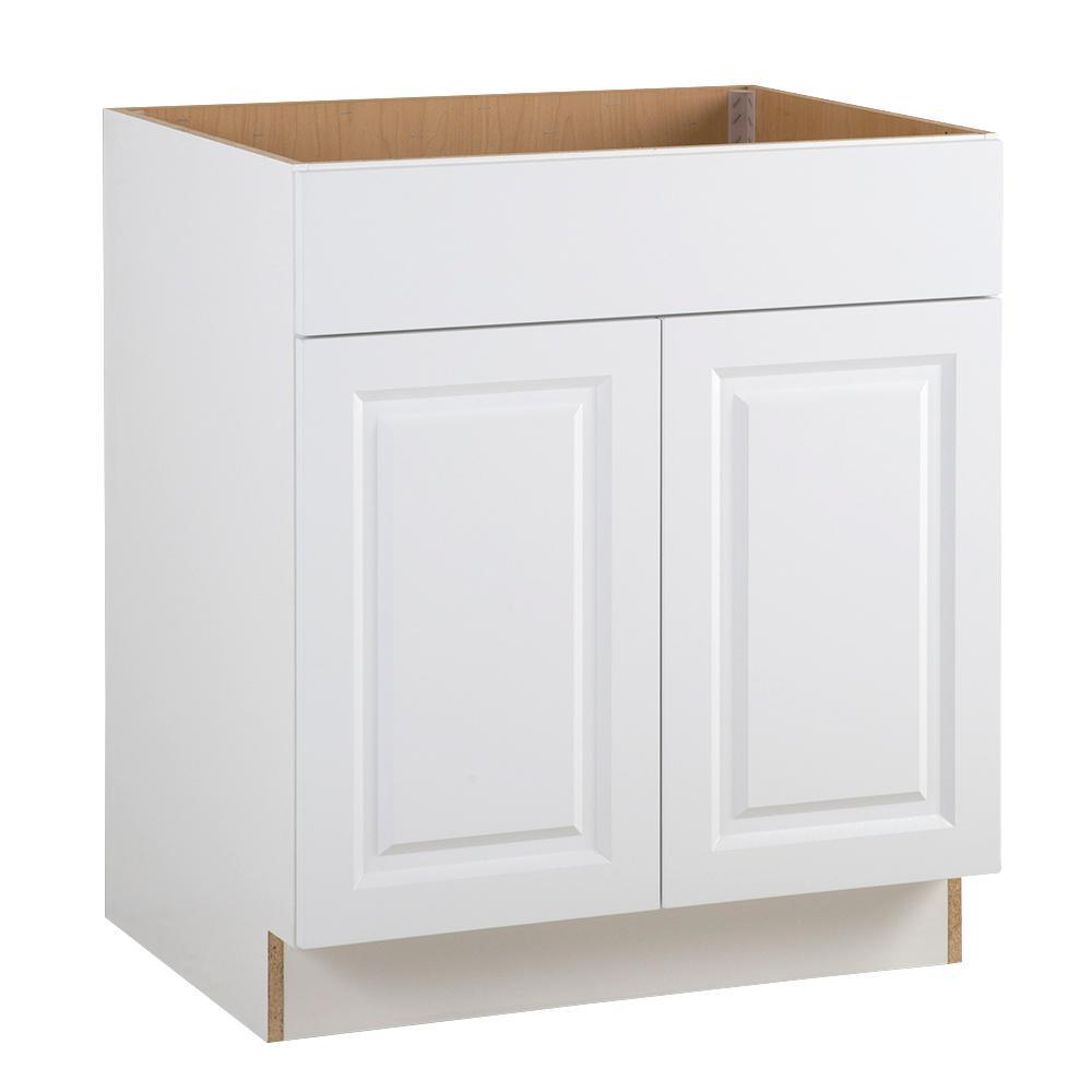 Benton Assembled 30x34.5x24 in. Sink Base Cabinet with False Drawer Front in White - Super Arbor