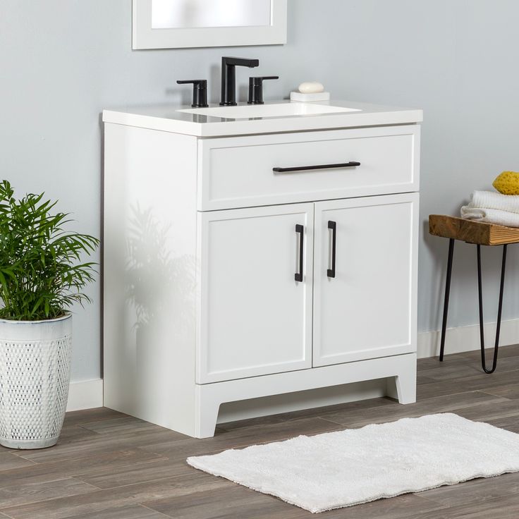 Style Selections Potter 30-in White Single Sink Bathroom Vanity with White Cultured Marble Top