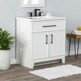 Style Selections Potter 30-in White Single Sink Bathroom Vanity with White Cultured Marble Top