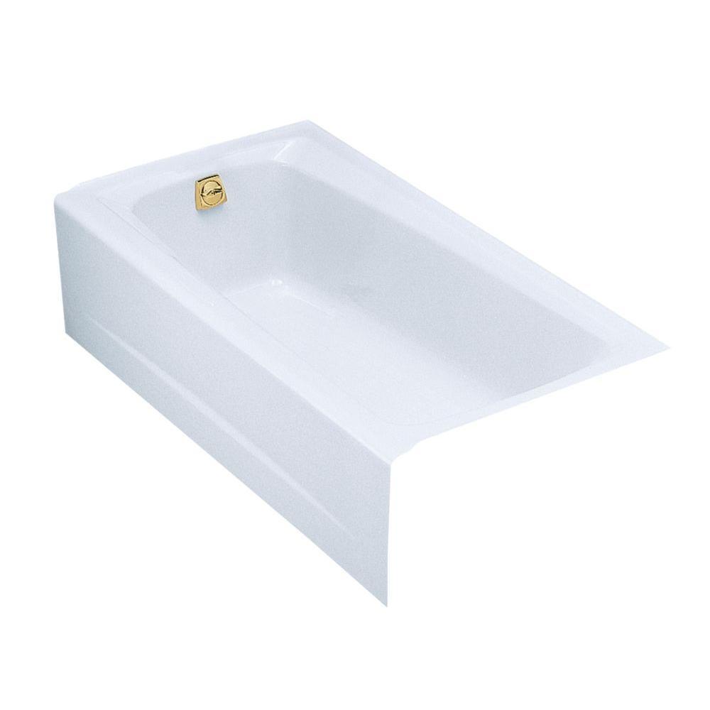 Mendota 60 in. Left-Hand Drain Rectangular Alcove Bathtub in White - Super Arbor