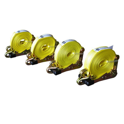 2 in. x 27 ft. x 10,000 lbs. J-Hook Ratchet Tie Downs (4-Pack) - Super Arbor