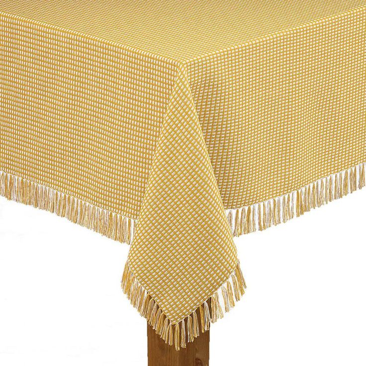 Homespun Fringed 60 in. x 102 in. Red 100% Cotton Tablecloth