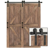5 ft./60 in. Single Track Bypass Sliding Barn Door Hardware Kit for Double Doors, Low Ceiling - Super Arbor