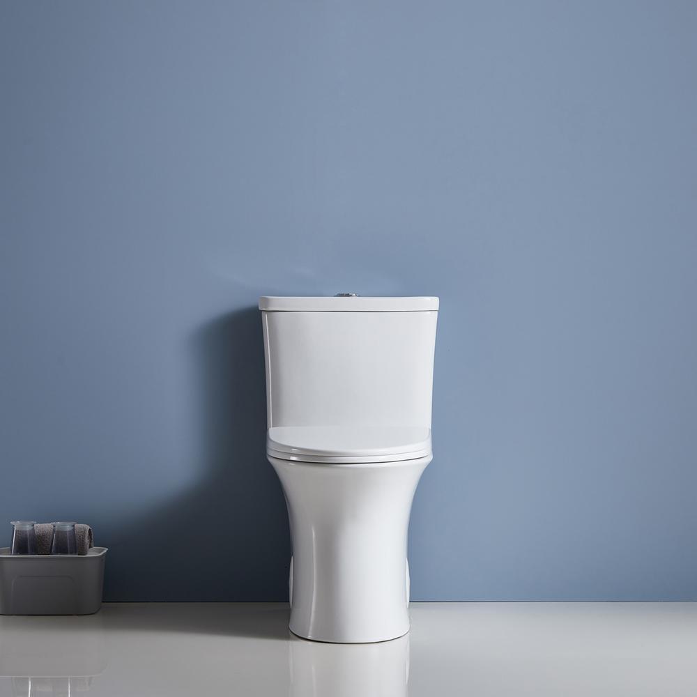 12 in. Rough-In 1-piece 1.1/ 1.6 GPF Dual Flush Elongated Siphonic Jet Toilet in White, Seat Included - Super Arbor