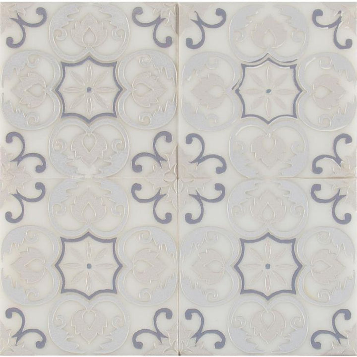 Tetris Florita Blanco 6 in. x 6 in. Polished Marble Wall Tile (5 sq. ft. / case)