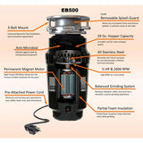Everbilt 1/2 HP Standard Continuous Feed Garbage Disposal with Stainless Steel Sink Flange and Attached Power Cord