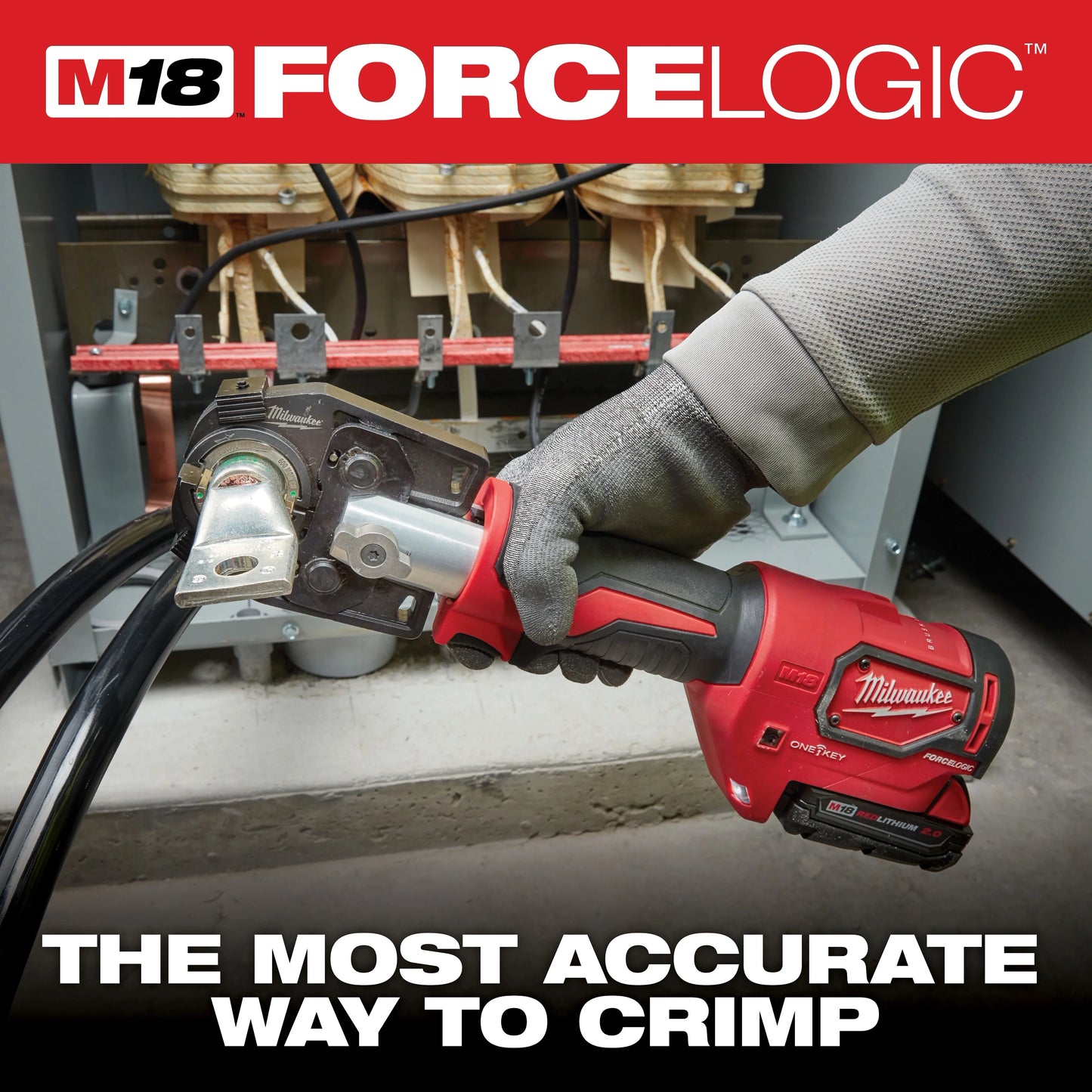 Milwaukee M18 18V Lithium-Ion Cordless FORCE LOGIC 600 MCM Crimper Kit with 600 MCM Copper U-Style Die Kit
