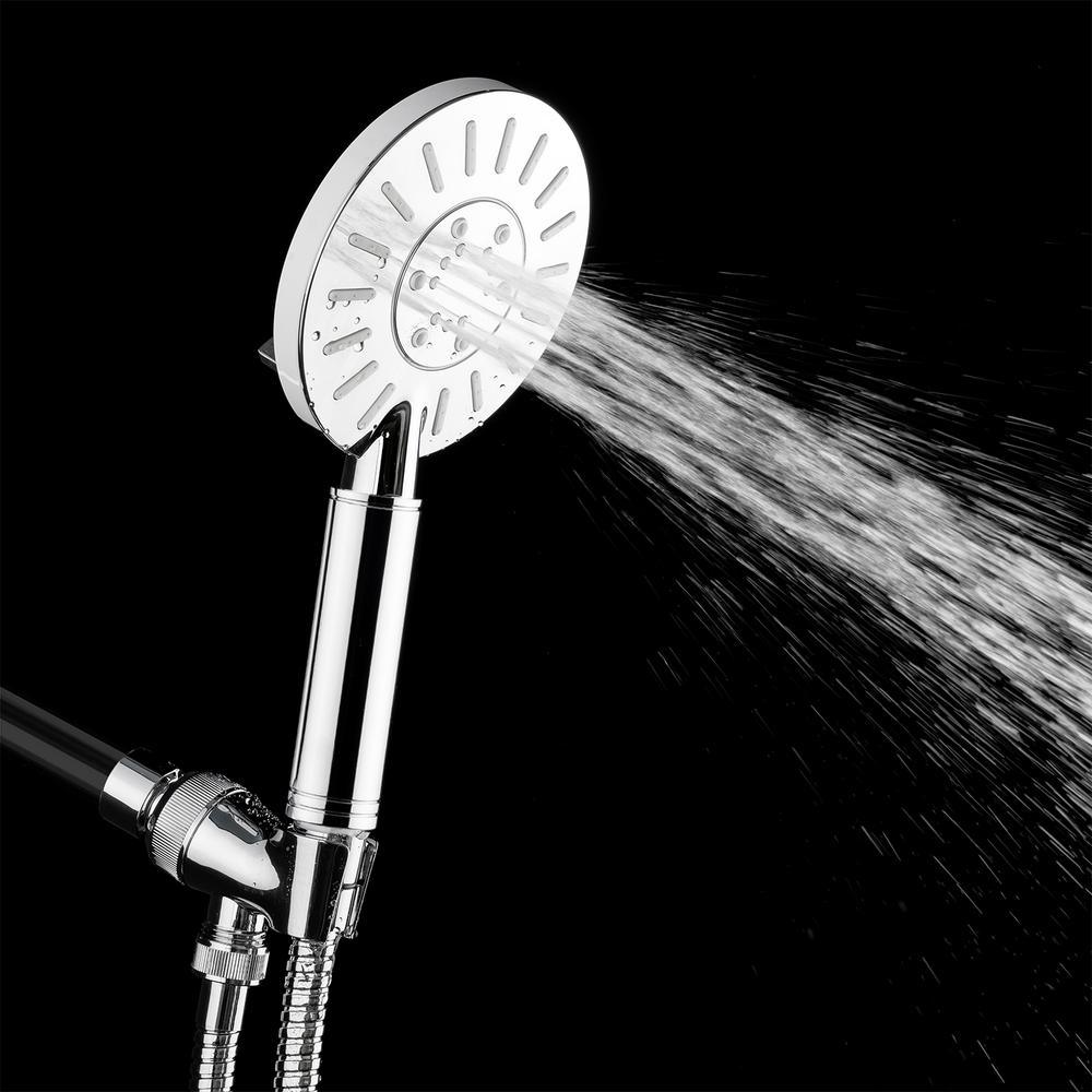3-Spray 4.75 in. Round Single Wall Mount Fixed Adjustable Handheld Shower Head in Chrome - Super Arbor