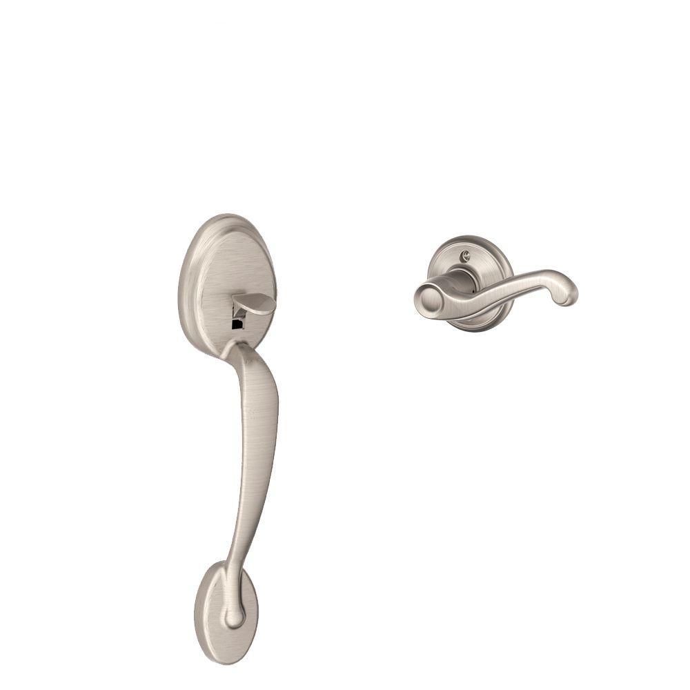 Plymouth Bright Brass Entry Door Handle with Left Handed Flair Door Lever - Super Arbor