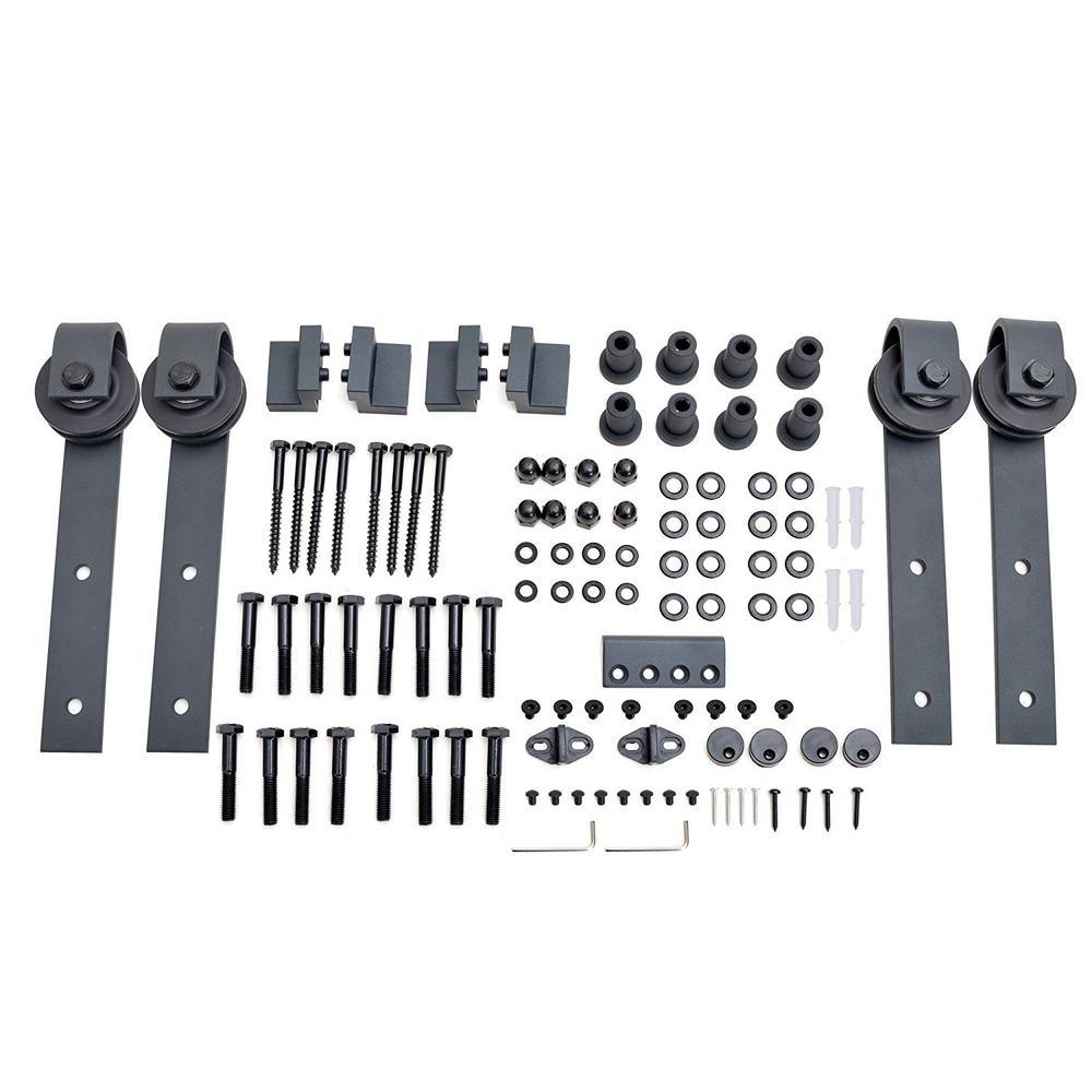 72 in. x 84 in. Unfinished Solid Core Knotty Pine Sliding Barn Door with Hardware Kit - Super Arbor
