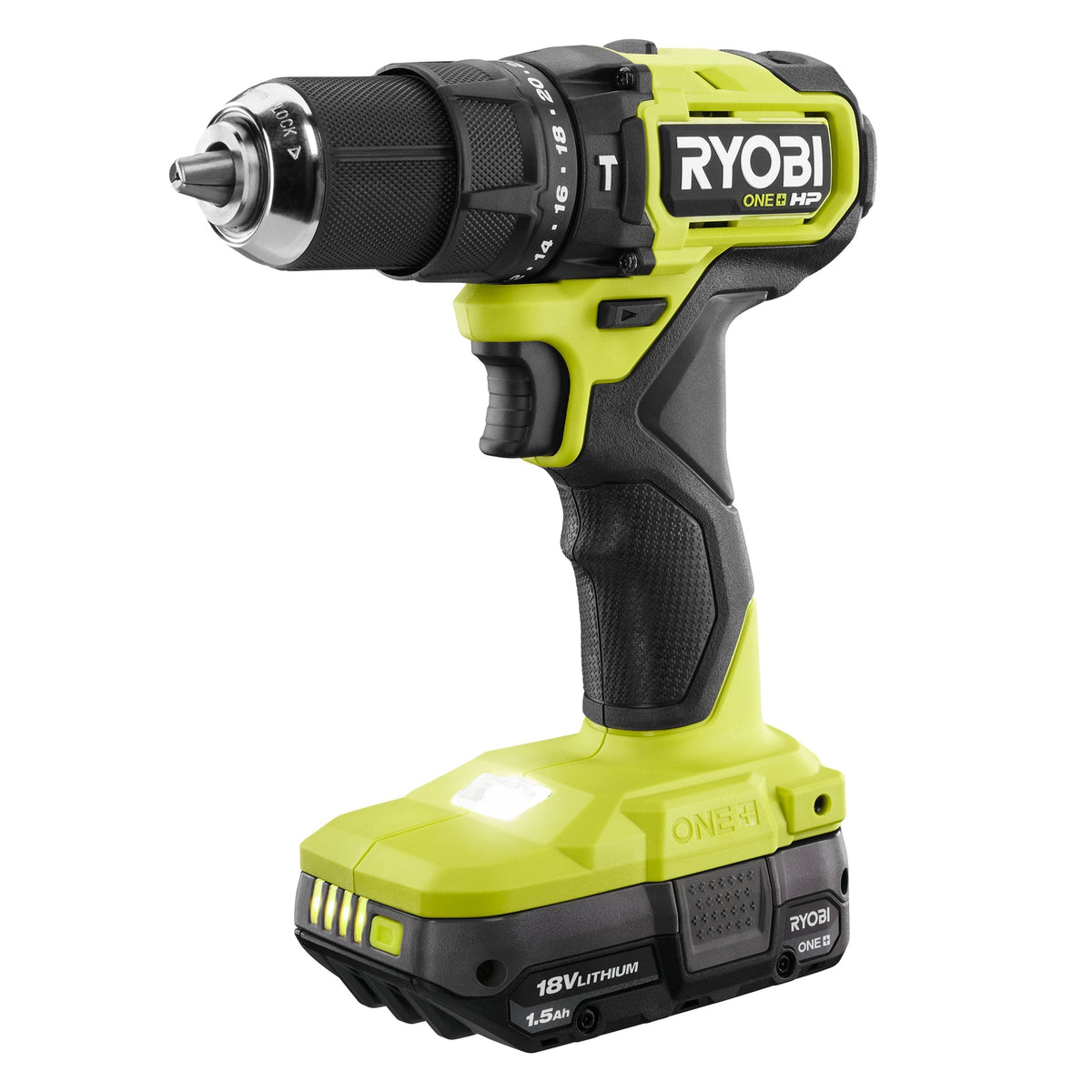 18-Volt ONE+ Cordless 1/2 in. Hammer Drill/Driver with 1.5 Ah Compact Lithium-Ion Battery