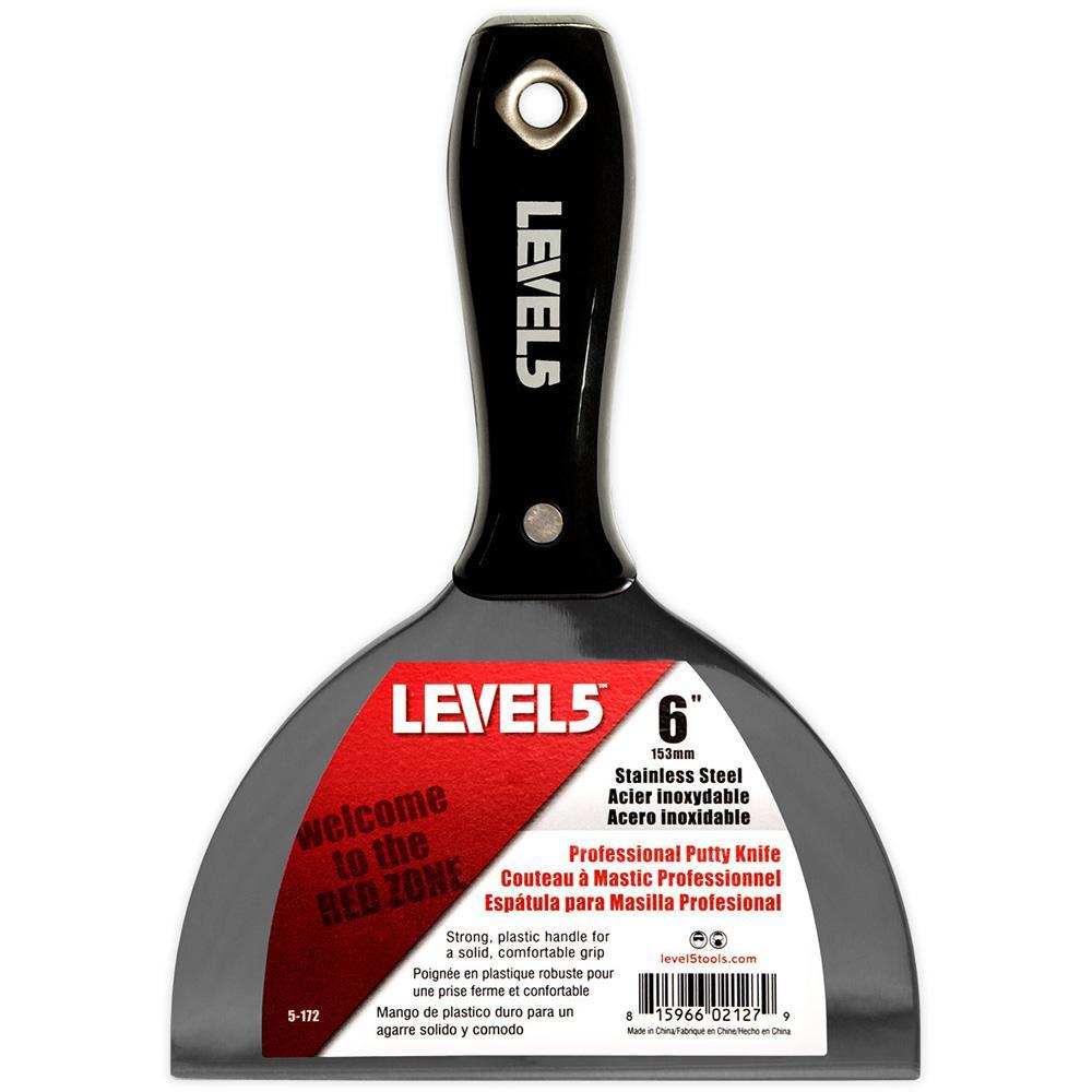 6 in. Black Stainless Steel Putty Knife with Plastic Handle Hammerend - Super Arbor