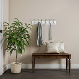 27.75 in. L White Rail-Mounted Wall Hook Hanging Rack with 6 Hooks