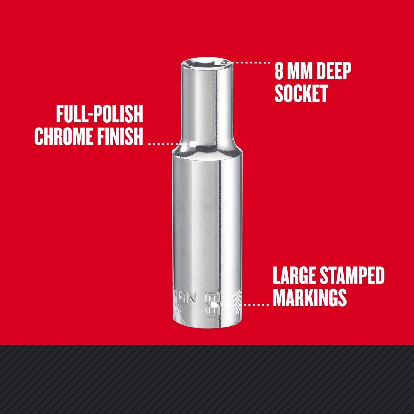 Craftsman 8mm Metric Deep Socket, 3/8-inch Drive, 6-Point