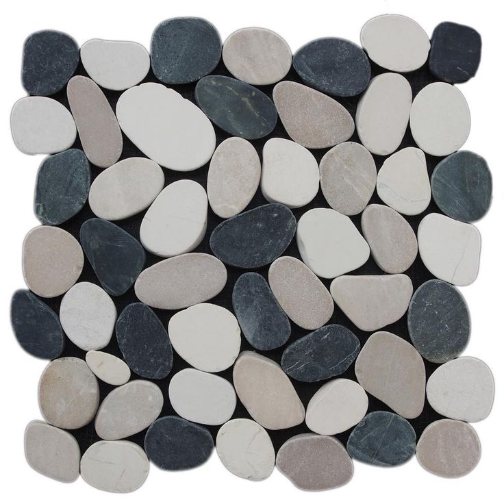 Cruz Bay Sliced Pebble Tile  Black 11-1/2 in. x 11-1/2 in. x 9.5mm Honed Pebble Mosaic Tile (10.12 sq. ft. / case)