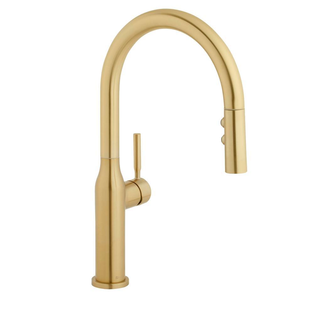 Upson Single-Handle Pull-Down Sprayer Kitchen Faucet in Matte Gold - Super Arbor