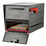 Oasis Eclipse Pewter Locking Parcel Mailbox with Red Flag - Super Arbor