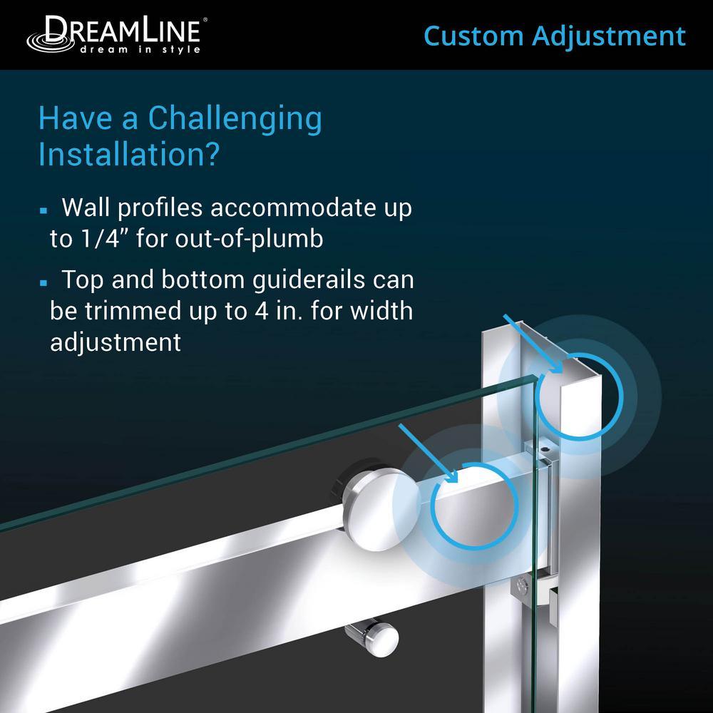 Essence-H 56 to 60 in. x 76 in. Semi-Frameless Bypass Sliding Shower Door in Chrome - Super Arbor