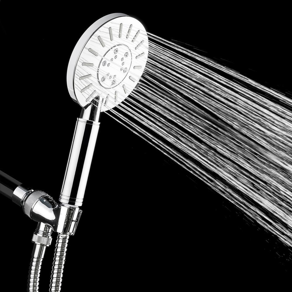 3-Spray 4.75 in. Round Single Wall Mount Fixed Adjustable Handheld Shower Head in Chrome - Super Arbor