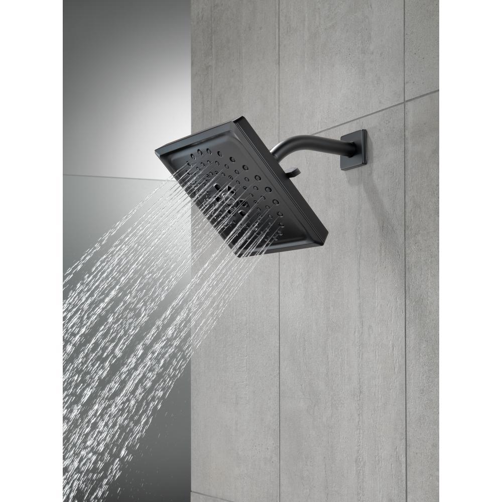 3-Spray 7.6 in. Single Wall Mount Fixed Rain H2Okinetic Shower Head in Matte Black - Super Arbor