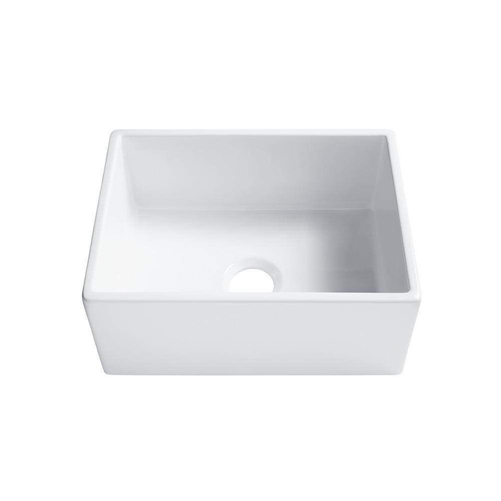 Bradstreet II Farmhouse/Apron-Front Fireclay 30 in. Single Bowl Kitchen Sink in Crisp White - Super Arbor