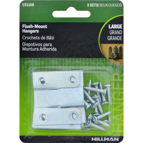 Hillman AnchorWire Silver Flush-Mount Picture Hanger, Large, 2 Pack