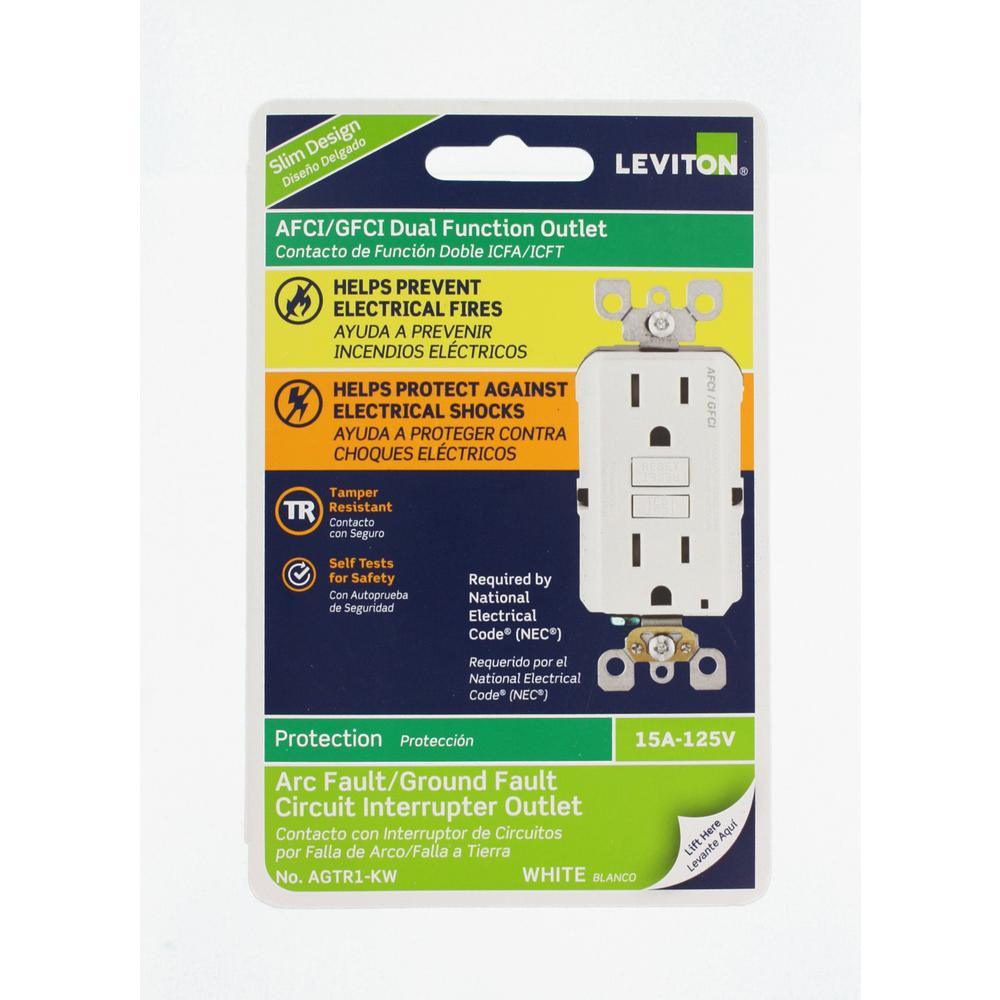 15 Amp 125-Volt Duplex Self-Test SmartlockPro Tamper Resistant AFCI/GFCI Dual Function Outlet, White - Super Arbor