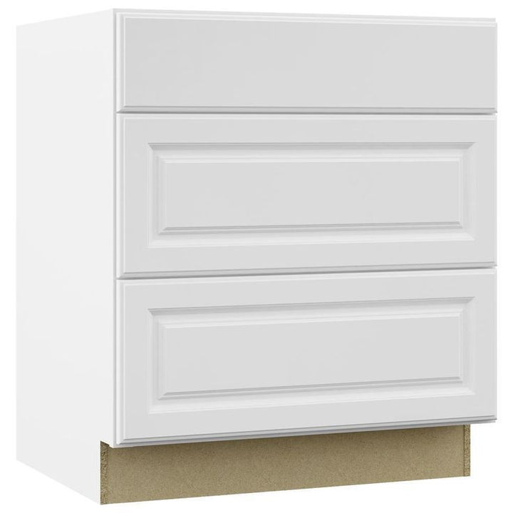 Hampton Assembled 30x34.5x24 in. Pots and Pans Drawer Base Kitchen Cabinet in Satin White