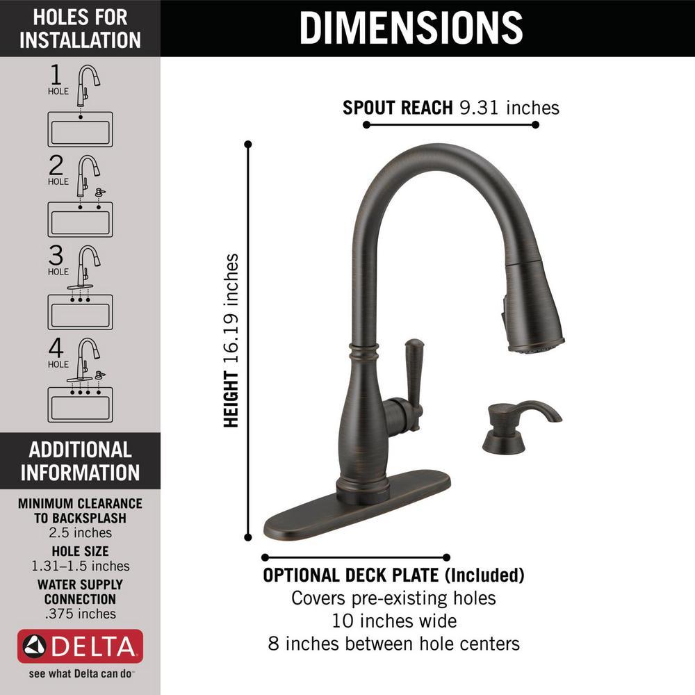 Charmaine Single-Handle Pull-Down Sprayer Kitchen Faucet with Touch2O and ShieldSpray Technologies in Venetian Bronze - Super Arbor