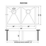 Undermount Stainless Steel 30 in. 16-Gauge 50/50 Double Bowl Kitchen Sink - Super Arbor