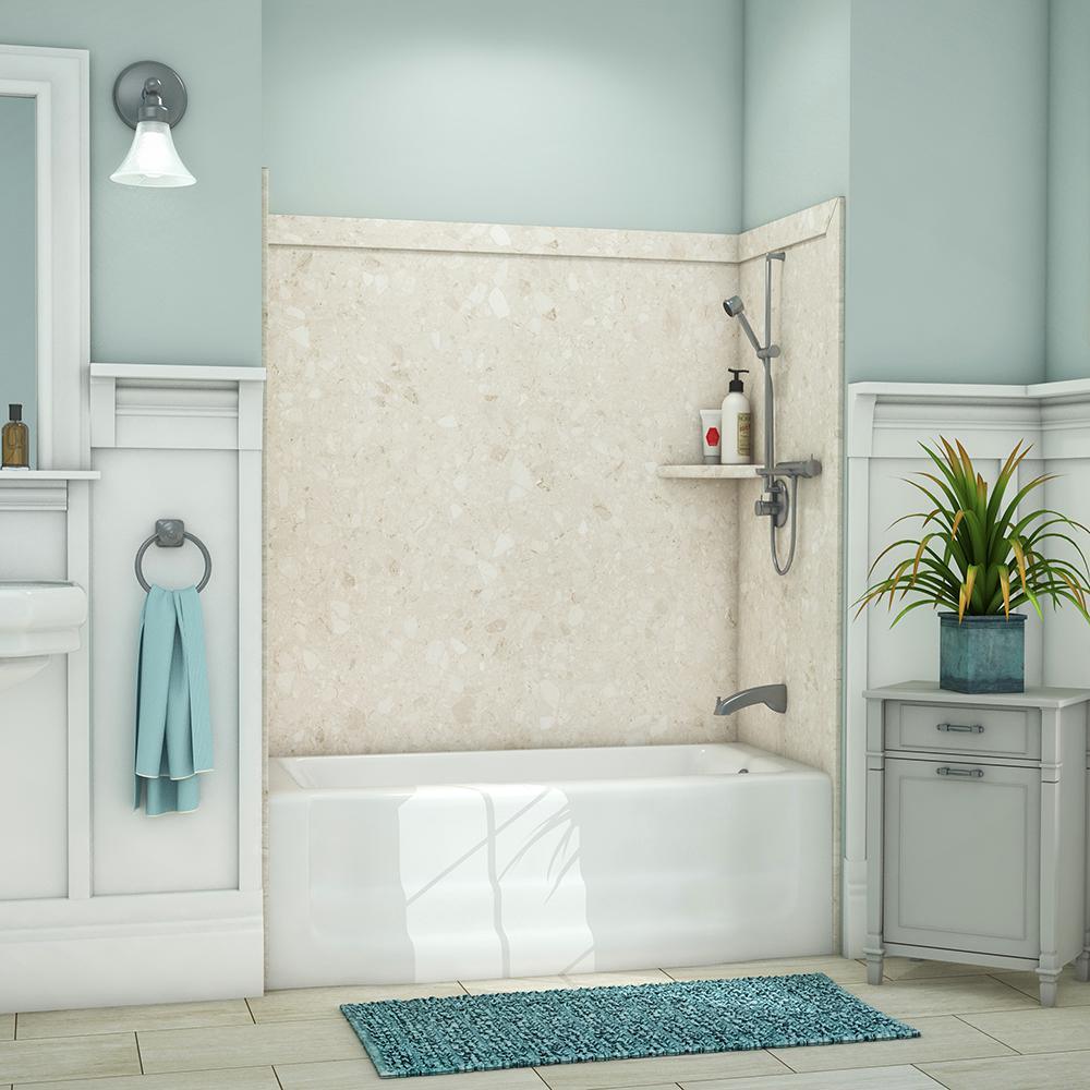 Elite 32 in. x 60 in. x 60 in. 9-Piece Easy Up Adhesive Tub Surround in Calypso - Super Arbor