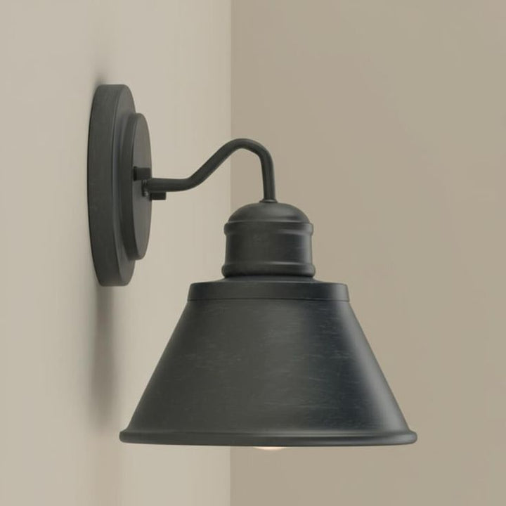 Hampton Bay 9.5 in. 1-Light Zinc Barn Outdoor Wall Light Sconce Lantern